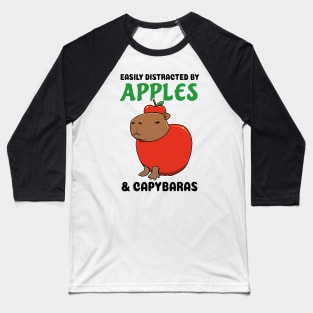 Easily Distracted by Apples and Capybaras Baseball T-Shirt